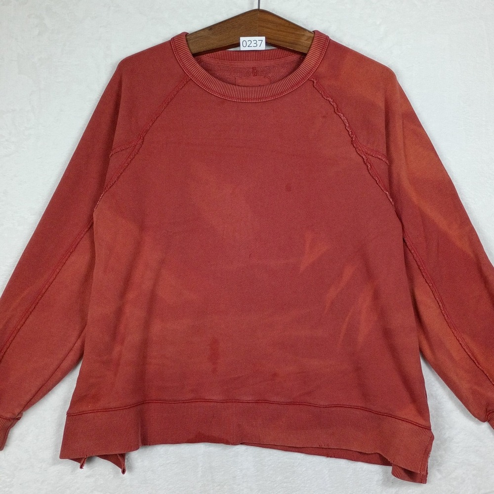 Aerie Womens Raglan Sleeve Crewneck Sweatshirt Red‎ Sun Faded Small oversize